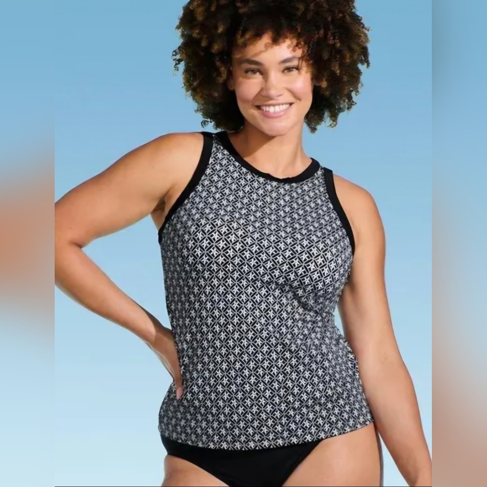NEW! Land's End Black & White Tankini Size 3X